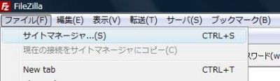 ファイル→サイトマネージャー