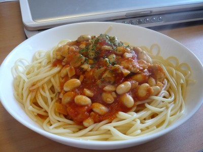 トマトと大豆のソーススパゲティー