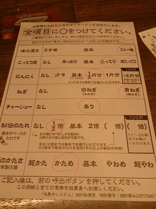 メニューの注文方法